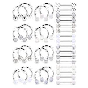 14G 316L Silver Nipple Rings - Set of 16